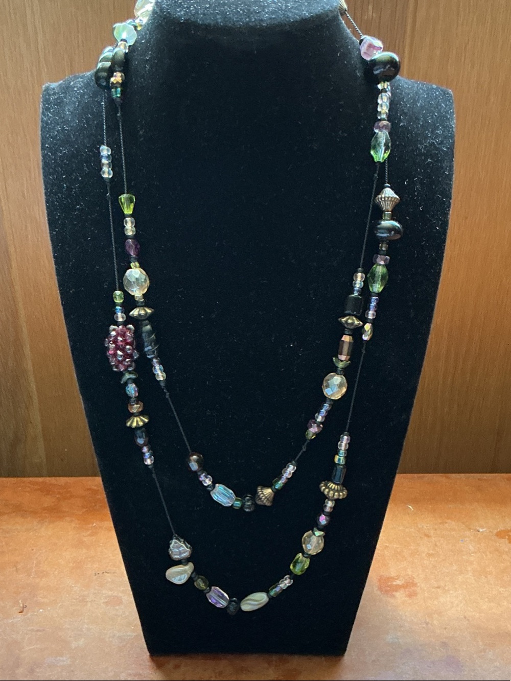 Elegant Vintage Czech and Antique Glass Bead Necklace 44”